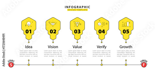 Timeline Creator infographic template. 5 Step timeline journey, calendar Flat simple infographics design template. presentation graph. Business concept with 5 options, gantt vector illustration.