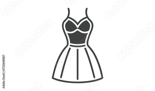 Simple line art icon of a black cocktail dress