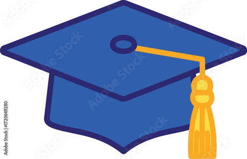 Blue graduation cap tassel academic symbol vector icon education achievement symbol vector