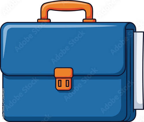 Modern blue briefcase with documents for business professional meetings and travel vector