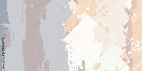 Abstract textured background with geometric shapes and circular elements in muted pastel colors