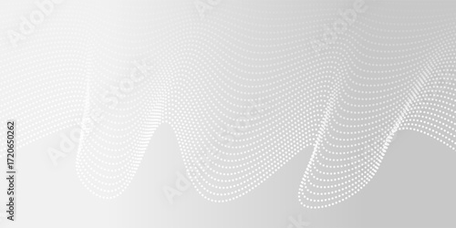 Dot white gray wave light technology texture background. Abstract big data digital concept