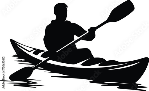 person, silhouette, kayak, paddling, water, motion, outdoor recreation, adventure
