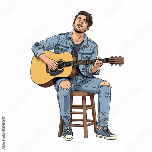 Guitarist Performing Impressive Music on Stage