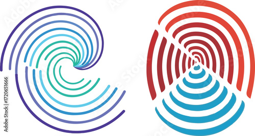 Abstract Concentric Shapes Design in Blue, Teal, and Red