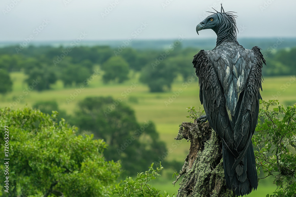 Fototapeta premium Bird perched on tree branch.
