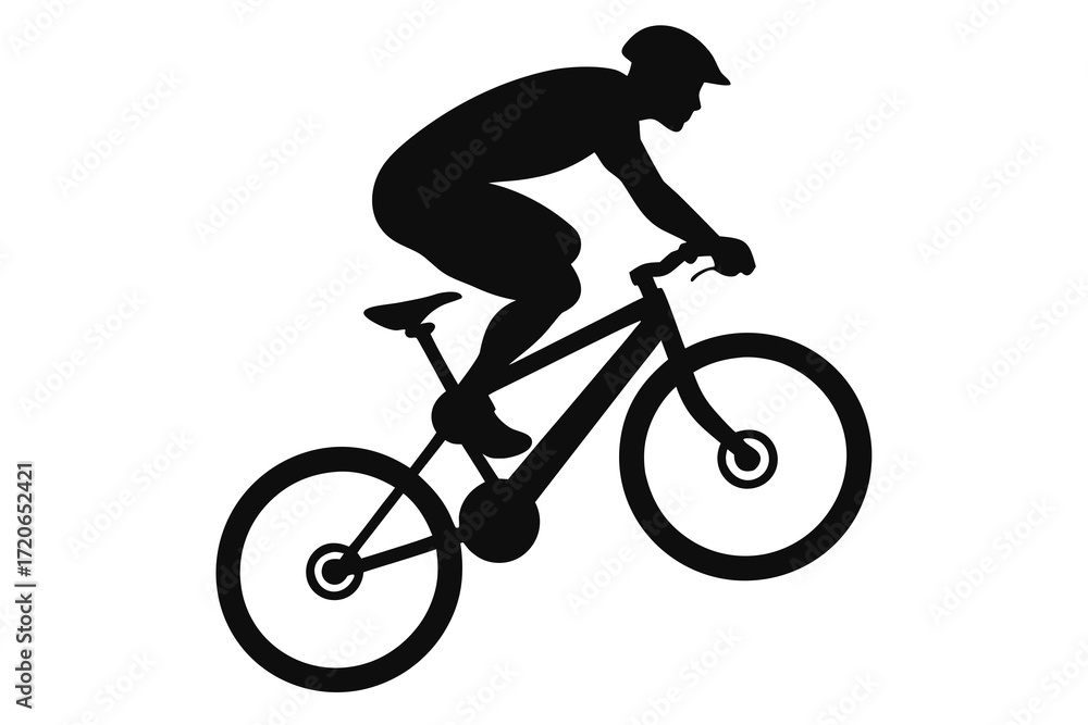 Obraz premium Cyclist doing stunt silhouette vector 
