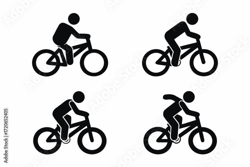 set of Cyclist doing stunt icon and logo silhouette vector isolated on white background