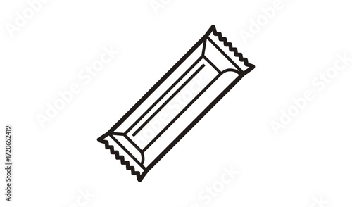 Simple line art drawing of a single rectangular packet with serrated edges