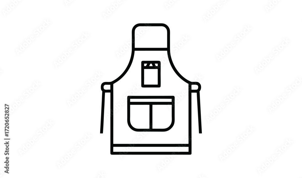 Obraz premium Simple outline drawing of a kitchen apron with pockets