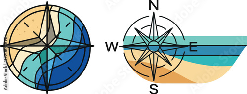 Beach Compass Graphic Illustration