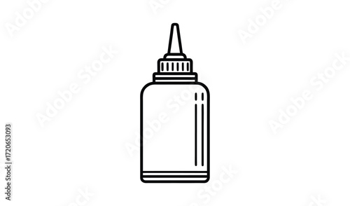 Simple line art illustration of a glue bottle with a precision applicator tip