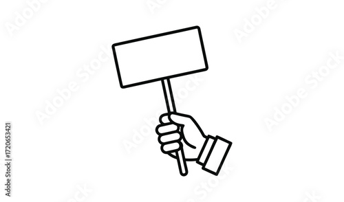 Hand holding blank sign for protest or message