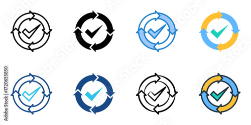 Quality assurance icon set multiple style collection 
