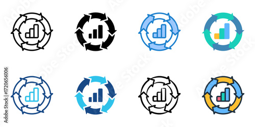 Six Sigma icon set multiple style collection 
