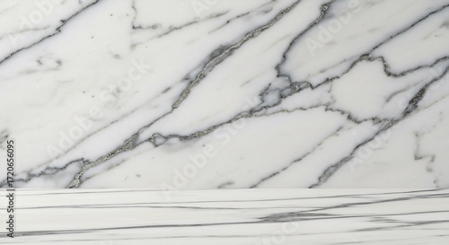 Sfondo marmo bianco elegante luce soffusa venature sottili superficie liscia. AI Generated