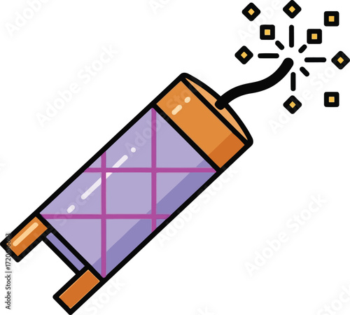 Exploding firecracker fuse sparkler celebration party festive holiday bright fun event pyrotechnic boom vector