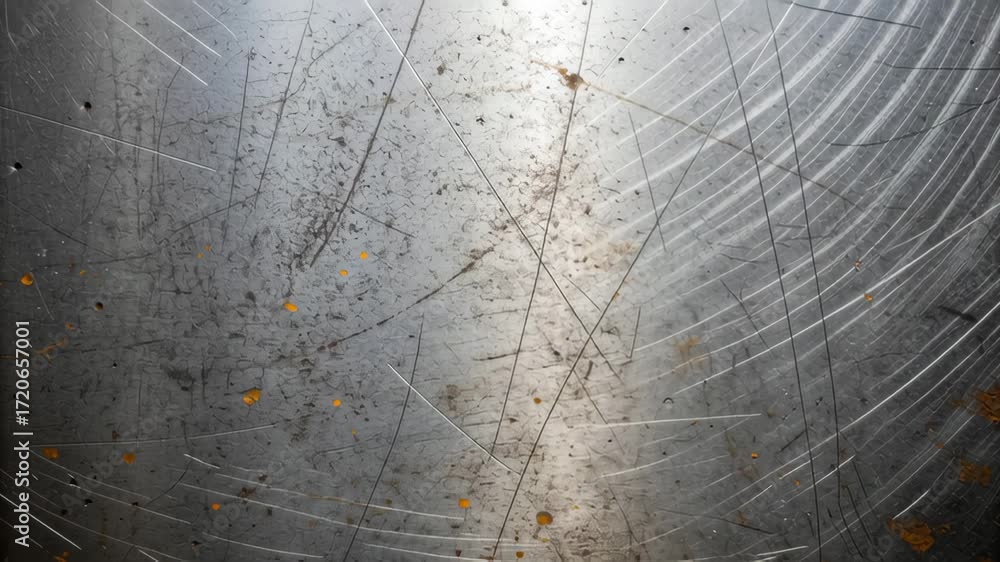 Scratched metal surface with rust spots, industrial texture, abstract background, worn and weathered metallic pattern, grunge industrial texture