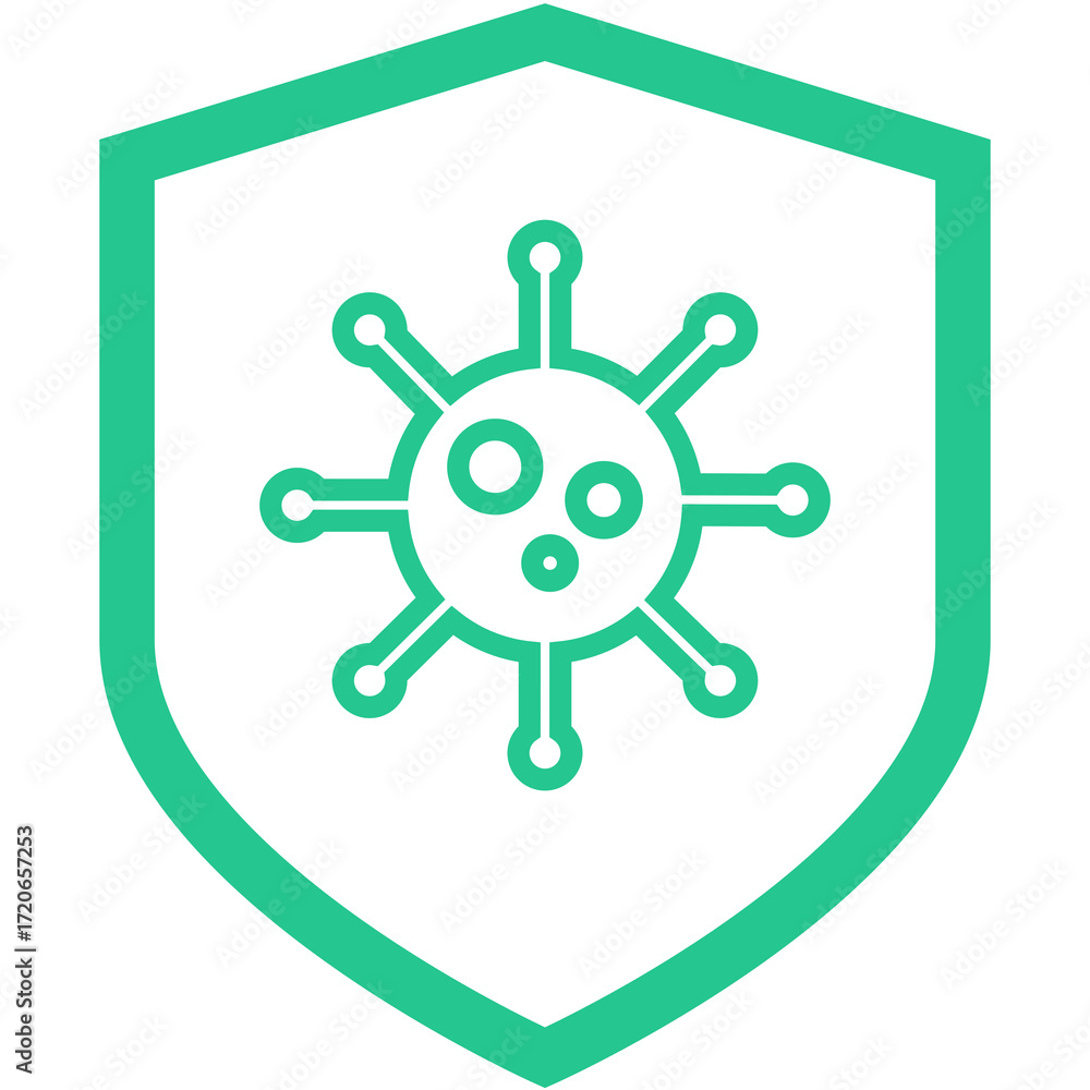 Fototapeta premium green outline anti bacteria sign
