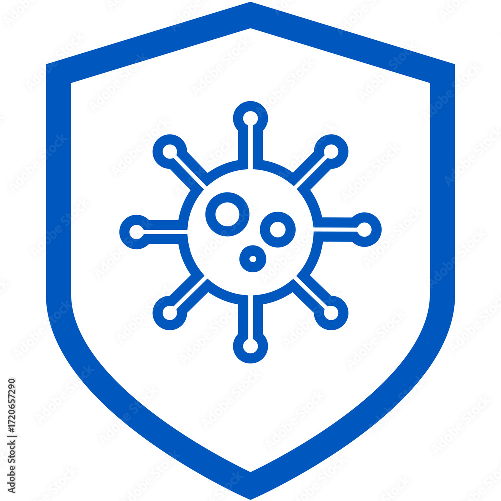 Fototapeta premium blue outline anti bacteria sign