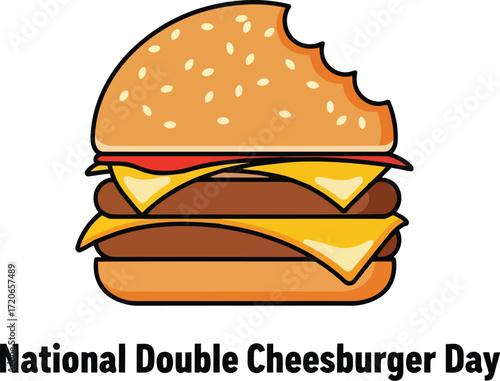 Delicious double cheeseburger illustration for national cheeseburger day celebration and food marketing vector