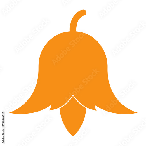  orange bells flower silhouette on white background