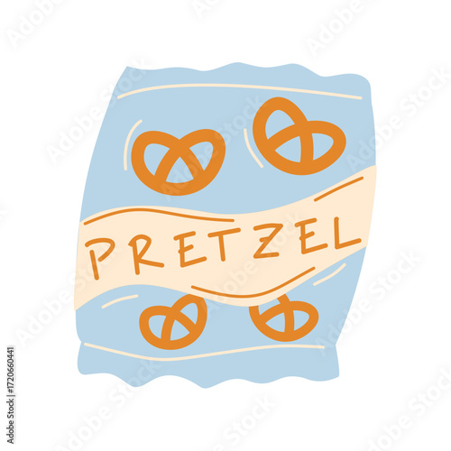 Hand-drawn Pretzel Snack, Pretzel Pack