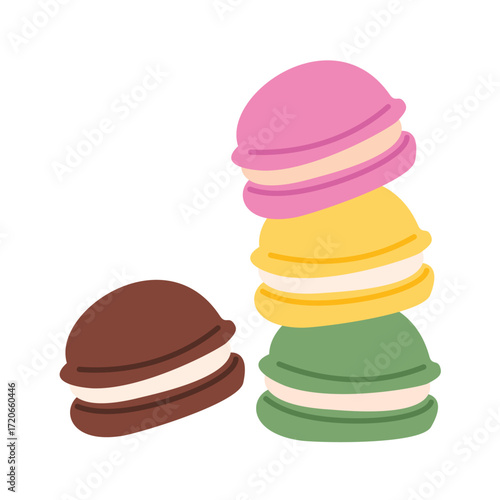 Macaroon Dessert Illustration, Macarons Macaroons Cookies Dessert from France
