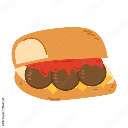 Meatball Ciabatta Sandwich, meatballs sandwich in a ciabatta