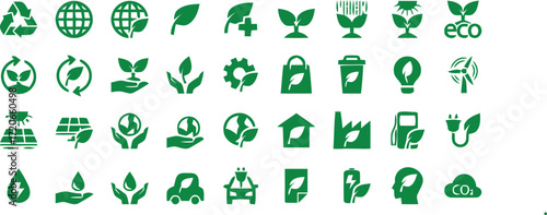 high quality, intricate, detailed, highly detailed, digital art, icon set, environmental icons, nature icons, ecology icons, recycling icons, green icons, reusable icons, sustainable development icons