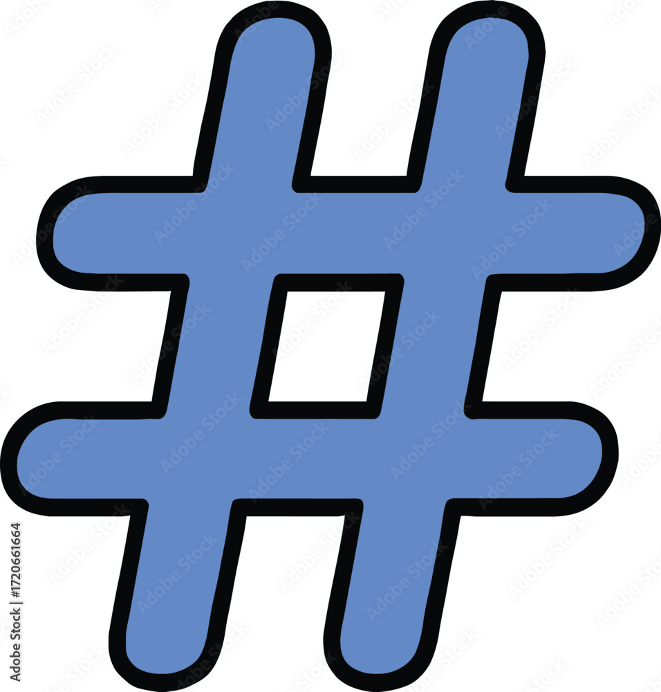 Obraz premium hashtag, blue symbol, sign, minimalist, simple, line art, digital illustration 