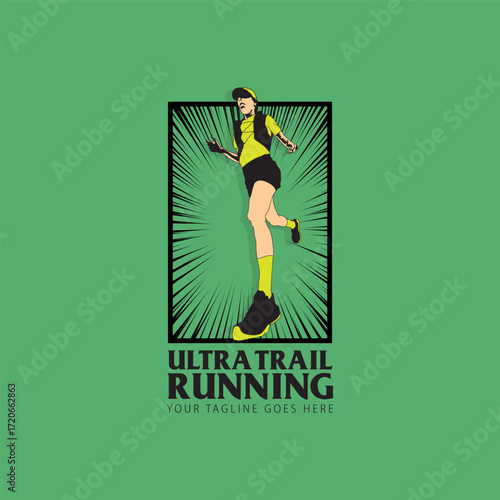 ultra trail run illustration image for background and logo vector