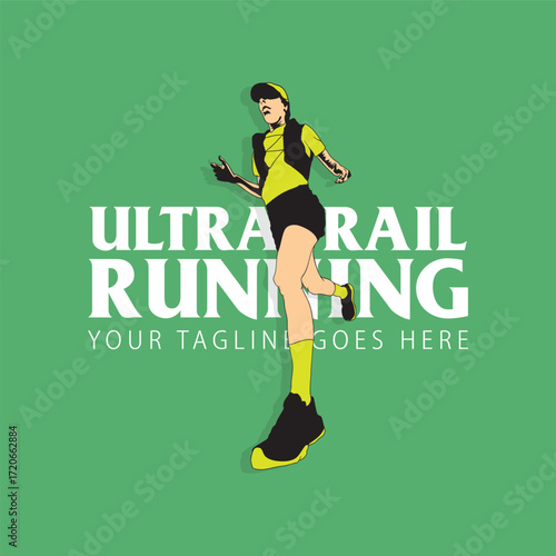 ultra trail run illustration image for background and logo vector