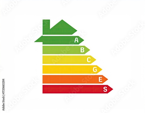 Energy efficiency rating, house-shaped