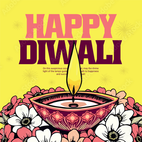 Happy Diwali Happy Deepavali Festival of Lights Celebration