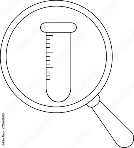 magnifying glass icon and chemical tube icon