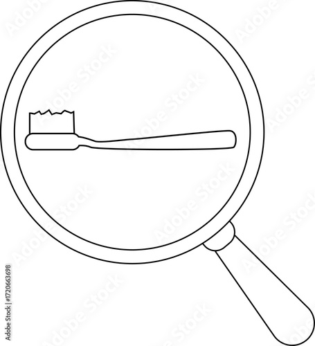 magnifying glass icon and toothbrush icon