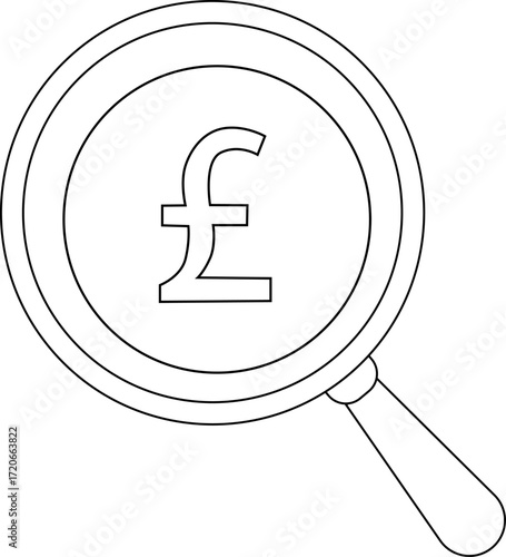 magnifying glass icon and pound sterling coin icon