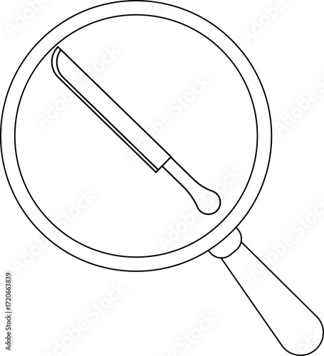 magnifying glass icon and knife icon