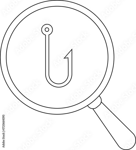 magnifying glass icon and fishing hook icon