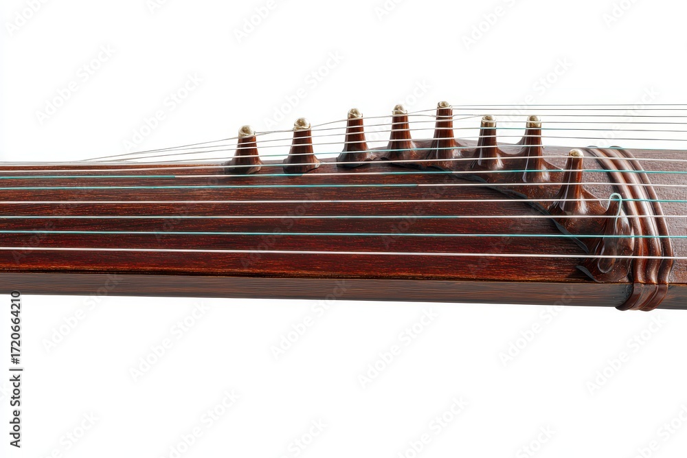 Naklejka premium Close-up of a traditional string instrument with a beautiful design and fine details