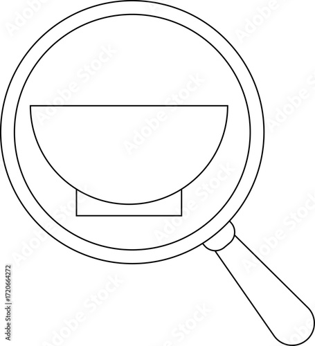 magnifying glass icon and bowl icon