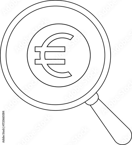 magnifying glass icon and euro coin icon