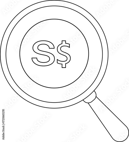 magnifying glass icon and Singapore dollar icon