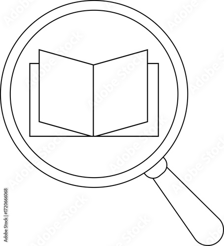 magnifying glass icon and open book icon