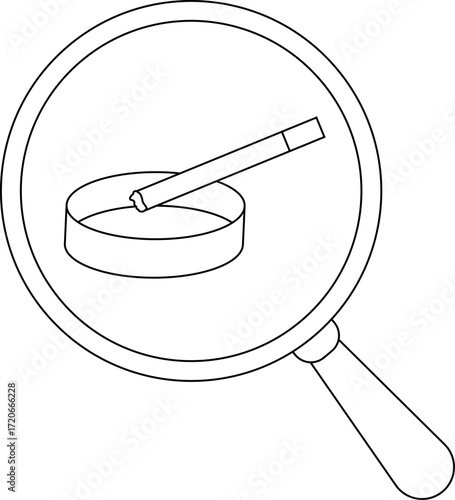 magnifying glass icon and cigarette ashtray icon