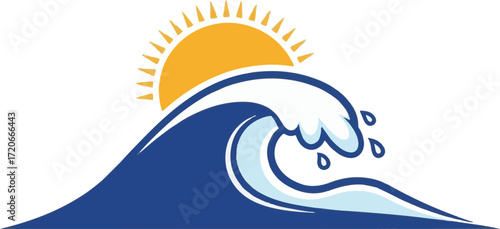 Vector Image of Wave with Sun