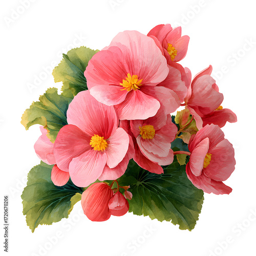 Wallpaper Mural Watercolor painting of a pink begonia flower isolated on transparent background Torontodigital.ca