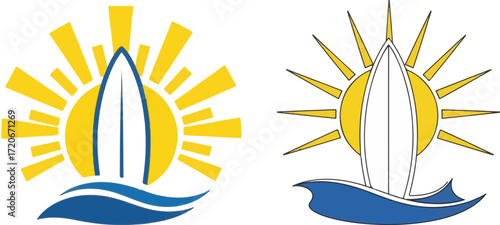Surfboard Sunrise Graphic
