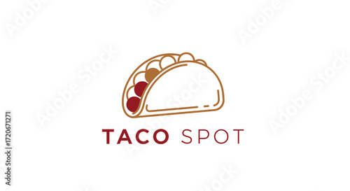 Taco Spot logo, featuring a simple line drawing of a taco, with the words "TACO SPOT" below it in a modern font.